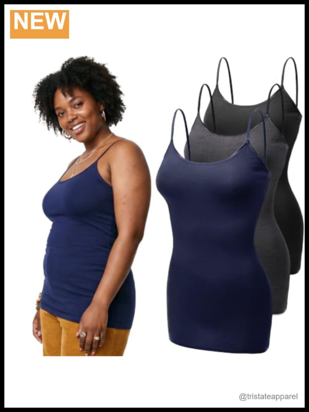 Women's Long Camisole Adjustable Spaghetti Strap Cotton Layering Tank Top
